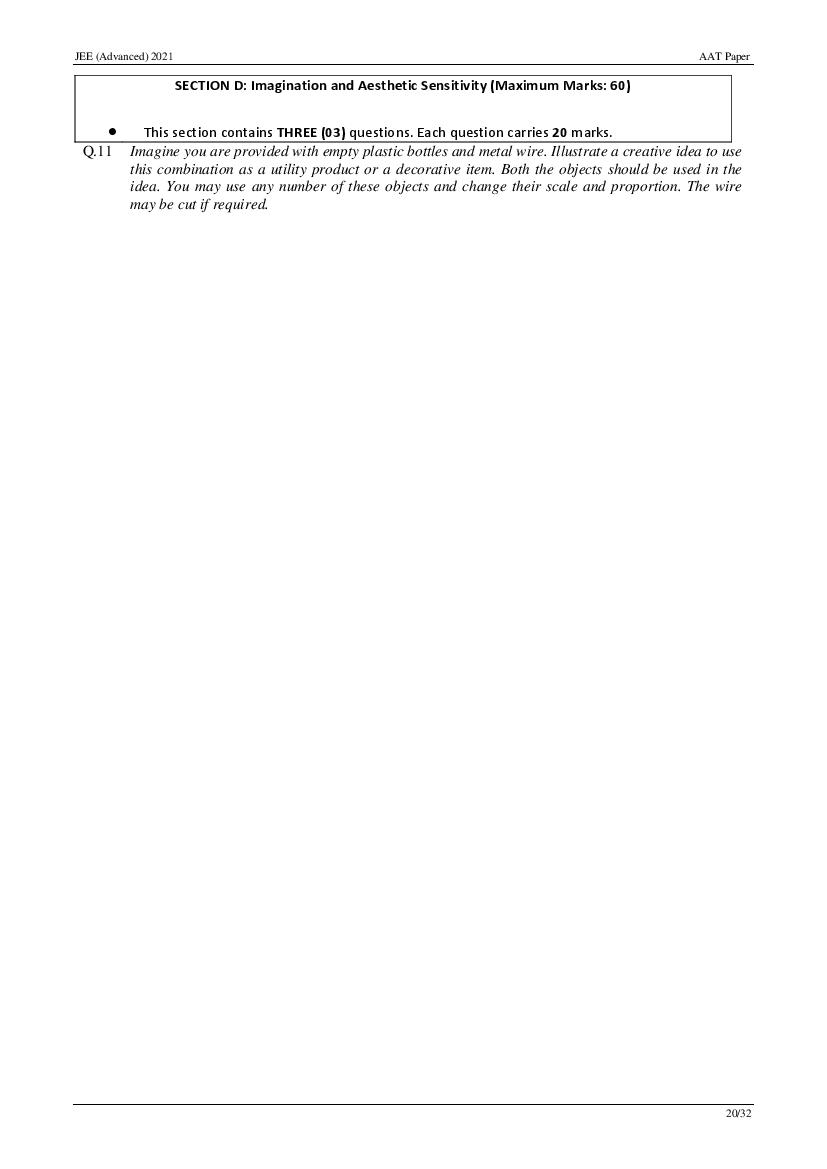 JEE Advanced AAT 2021 Question Paper PDF (Free Download)