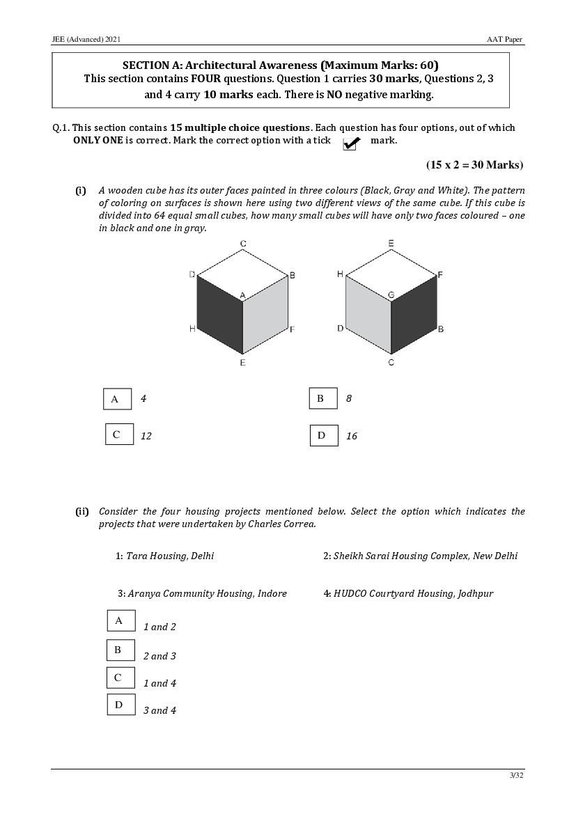 JEE Advanced AAT 2021 Question Paper PDF (Free Download)