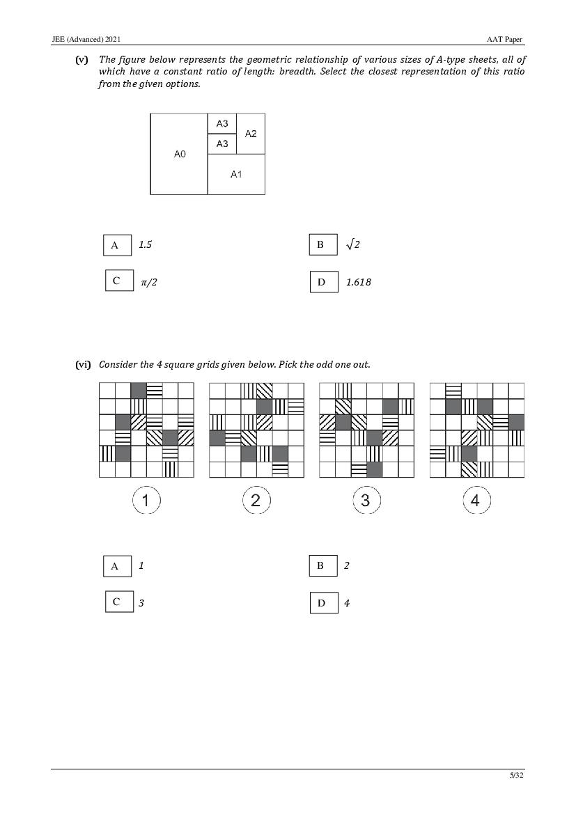 JEE Advanced AAT 2021 Question Paper PDF (Free Download)