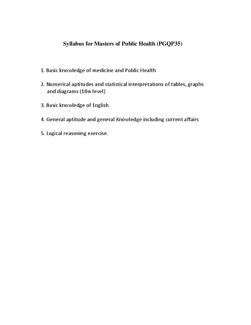 CUET PG 2022 Syllabus PGQP35 MPH - Page 1 of 1