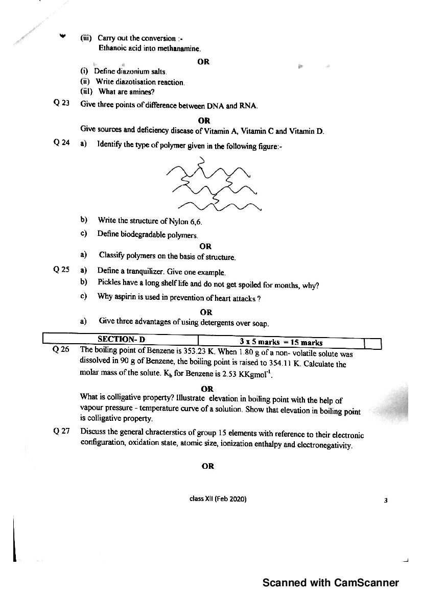 JKBOSE Class 12th Model Paper of Chemistry (PDF) JKBOSE 12th