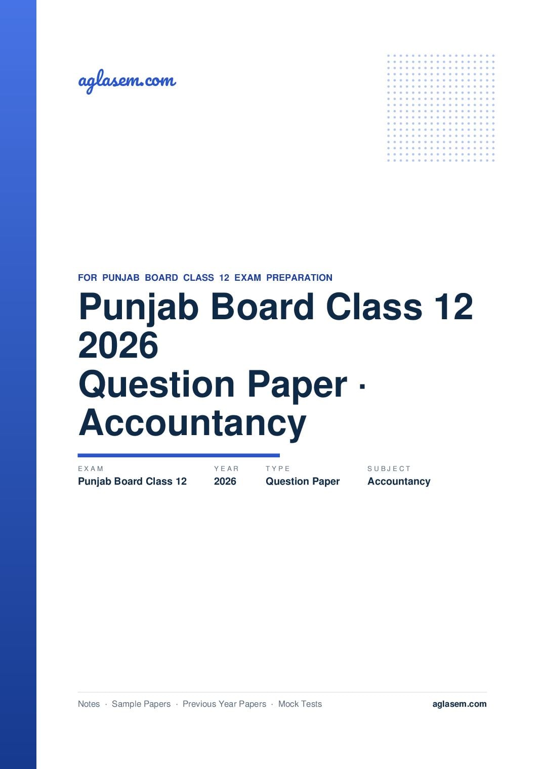Punjab Board Class 12 Question Paper 2026 Accountancy - Page 1 of 11