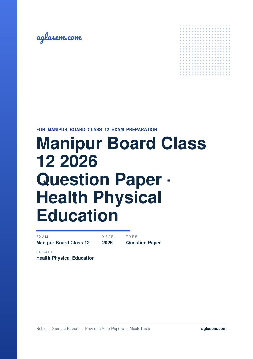 Manipur Board Class 12 Question Paper 2026 for Health and Physical Education - Page 1 of 8
