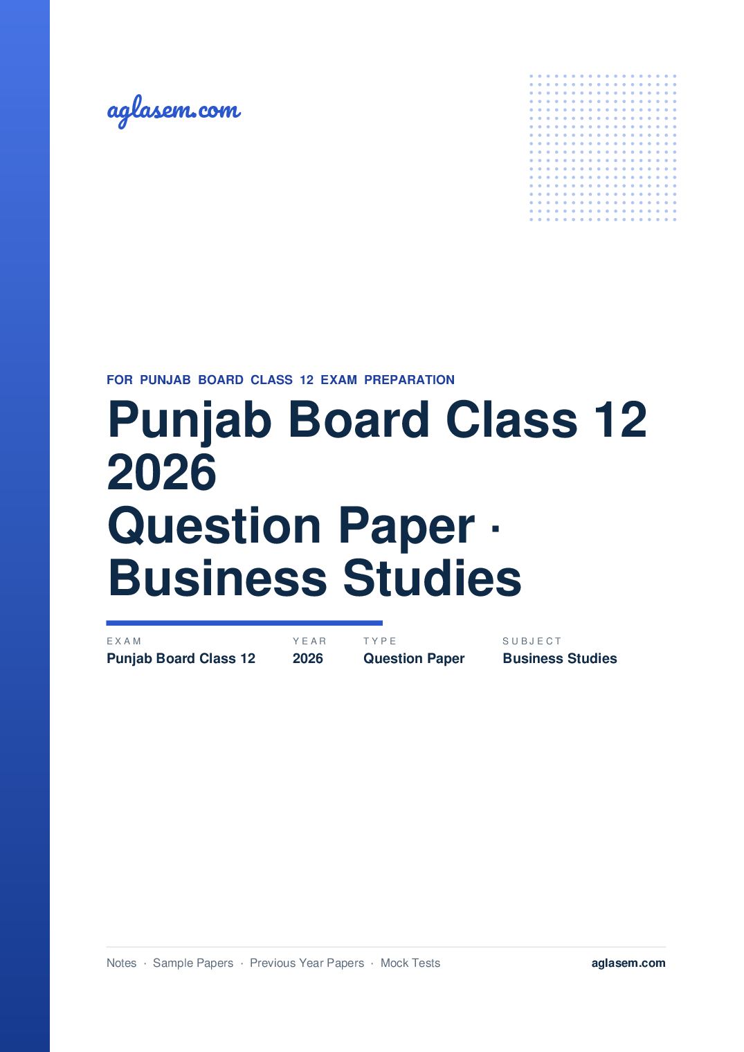 Punjab Board Class 12 Question Paper 2026 Business Studies - Page 1 of 21