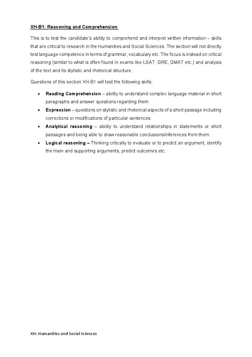 GATE 2021 Syllabus for Reasoning and Comprehension (XH-B1) - Page 1