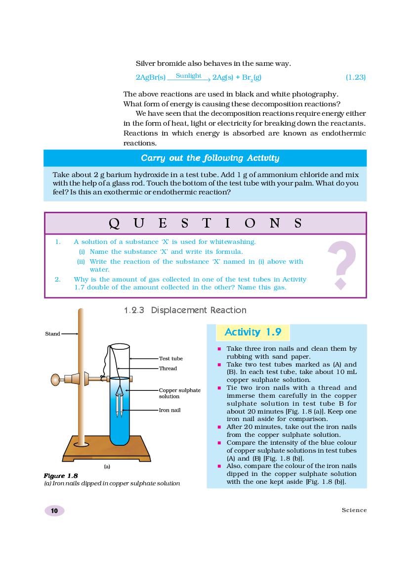 NCERT Book Class 10 Science Chapter 1 Chemical Reactions and Equations ...