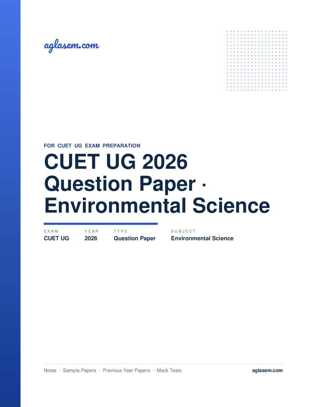 CUET UG 2026 Question Paper Environmental Science - Page 1 of 49