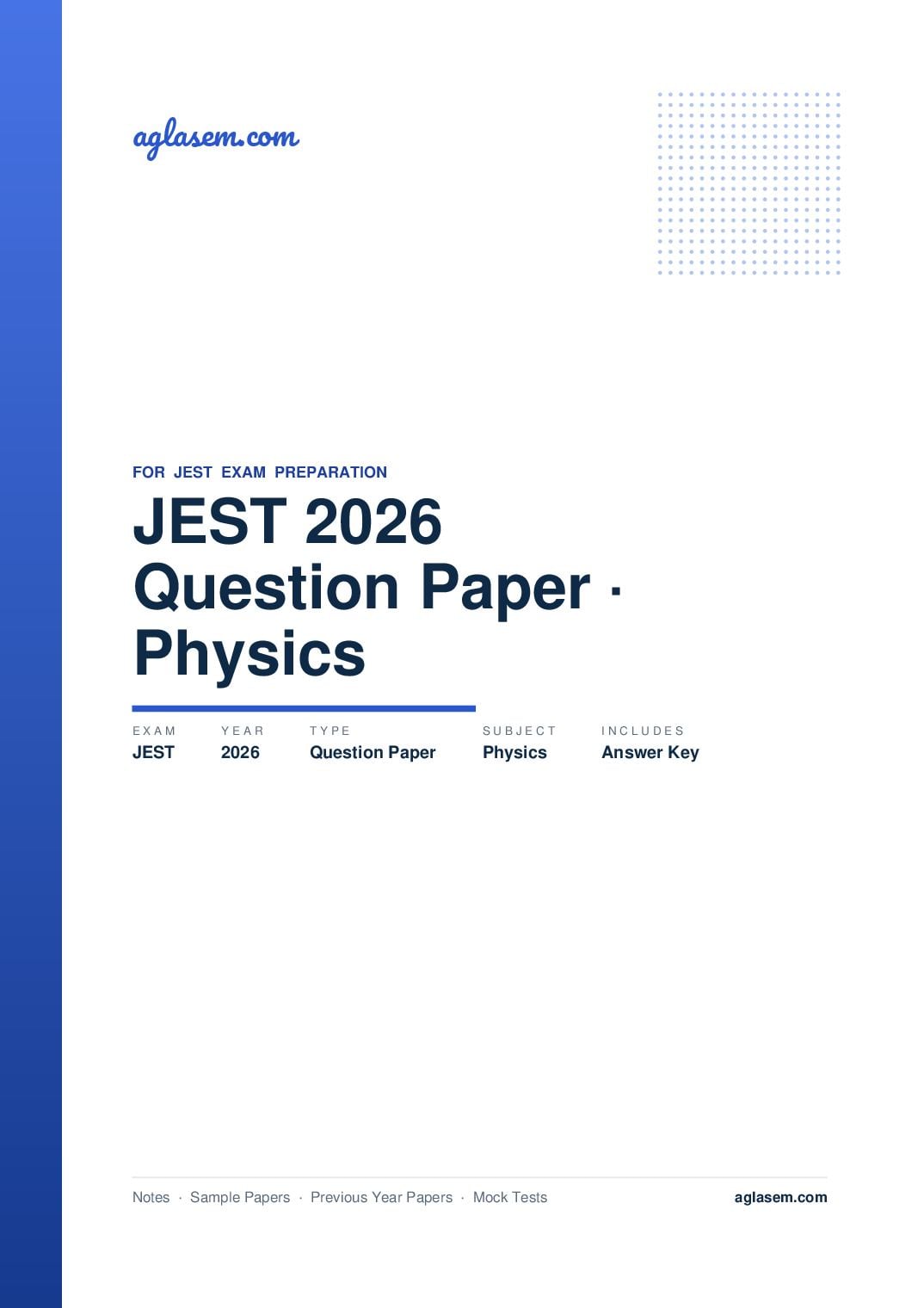 JEST 2026 Physics Question Paper PDF with Answers