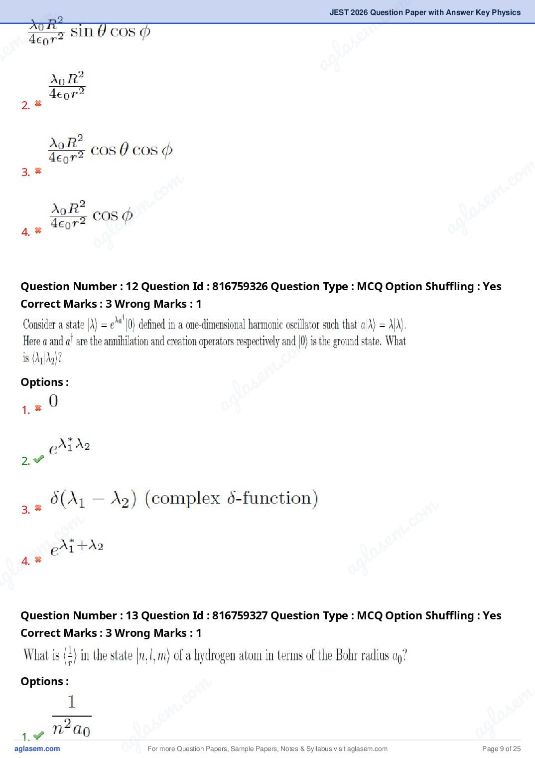 JEST 2026 Physics Question Paper PDF with Answers