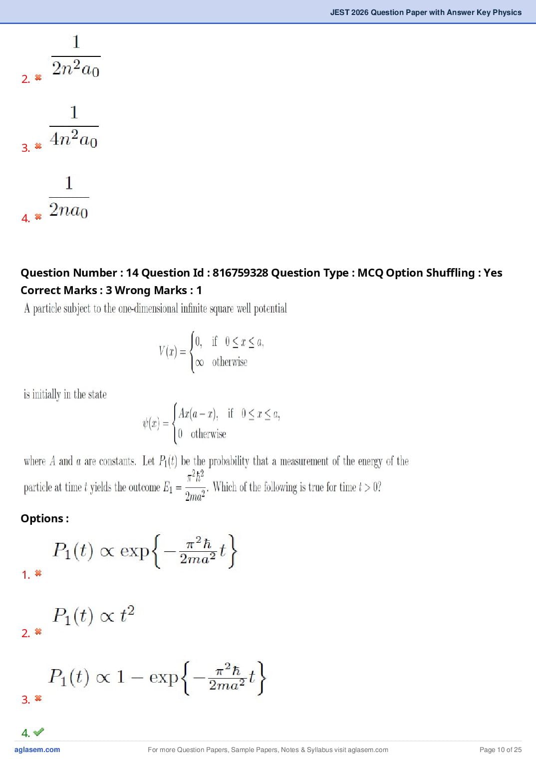 JEST 2026 Physics Question Paper PDF with Answers