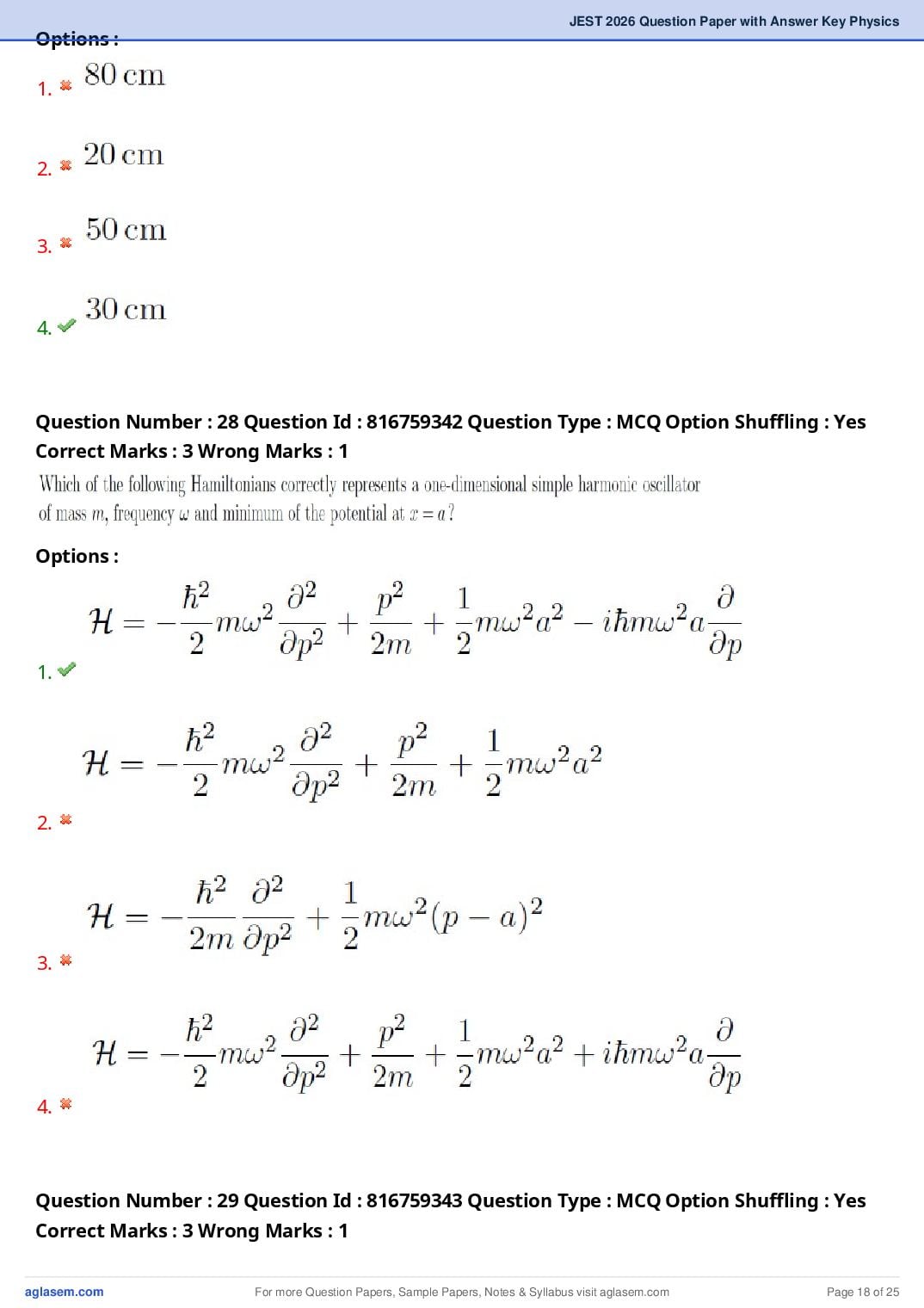 JEST 2026 Physics Question Paper PDF with Answers