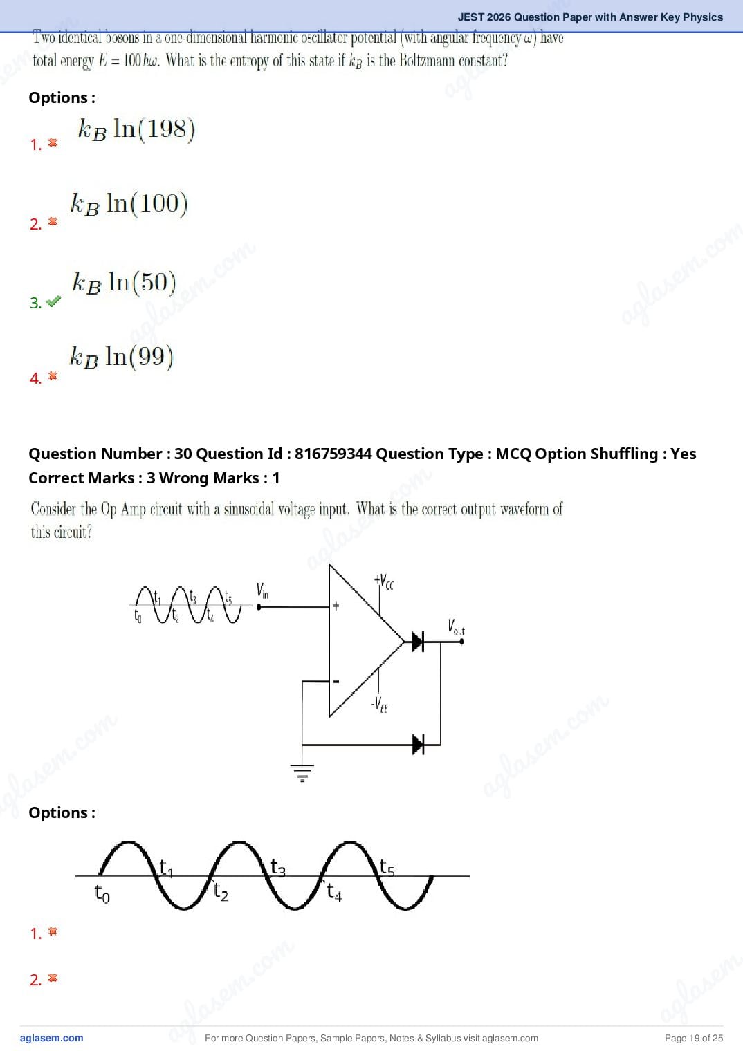 JEST 2026 Physics Question Paper PDF with Answers