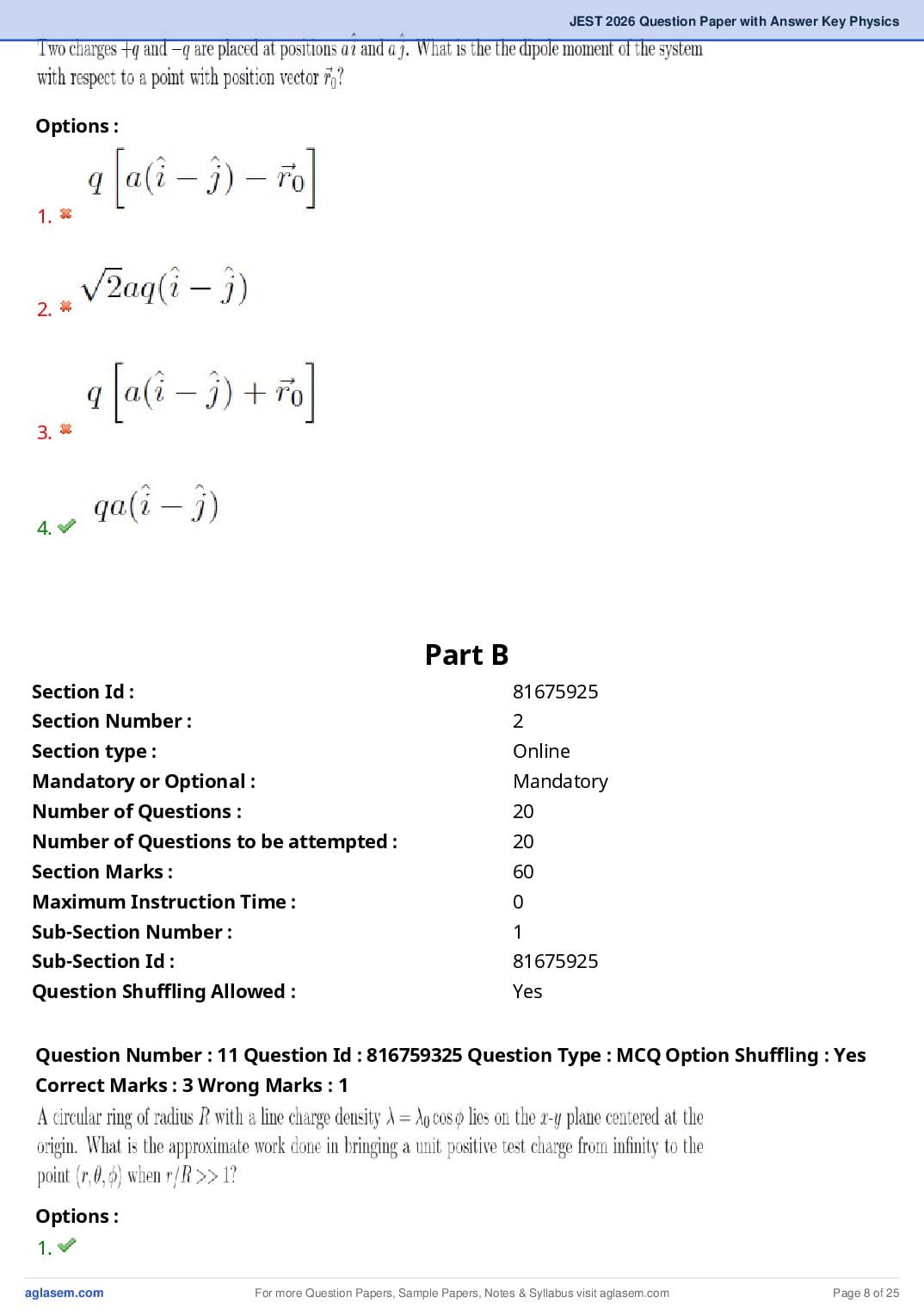 JEST 2026 Physics Question Paper PDF with Answers