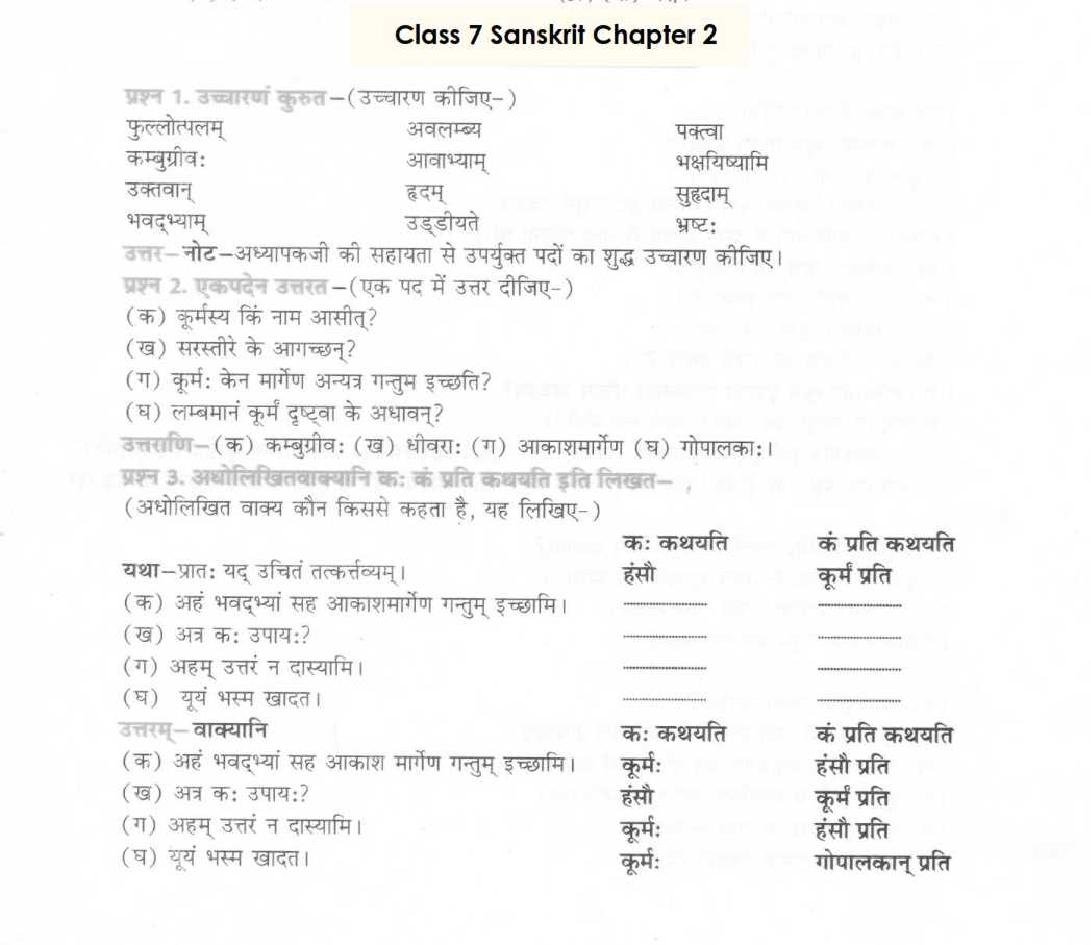 NCERT Solutions Class 7 Sanskrit Chapter 2 दुर्बुद्धिः विनश्यति - Page 1