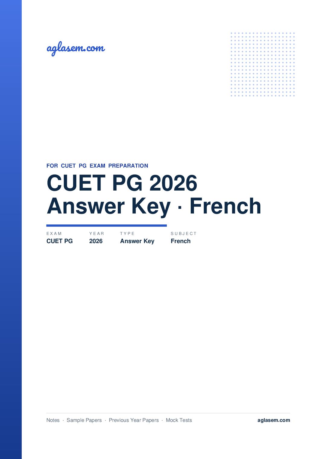 CUET PG 2026 Answer Key French - Page 1 of 2
