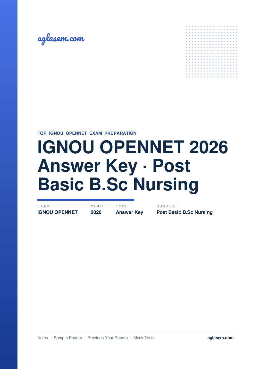 IGNOU OPENNET 2026 Answer Key Post Basic B.Sc Nursing - Page 1 of 2
