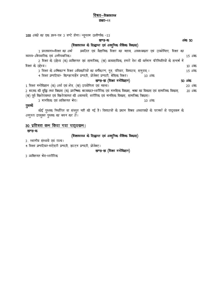 UP Board Class 11 Syllabus 2023 Education - Page 1