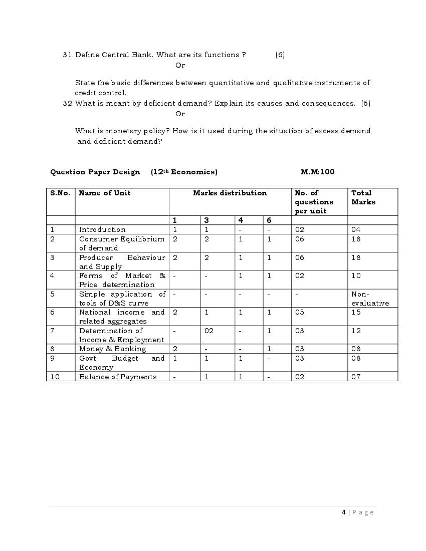 JKBOSE Class 12th Model Paper of Economics (PDF) - JKBOSE 12th ...