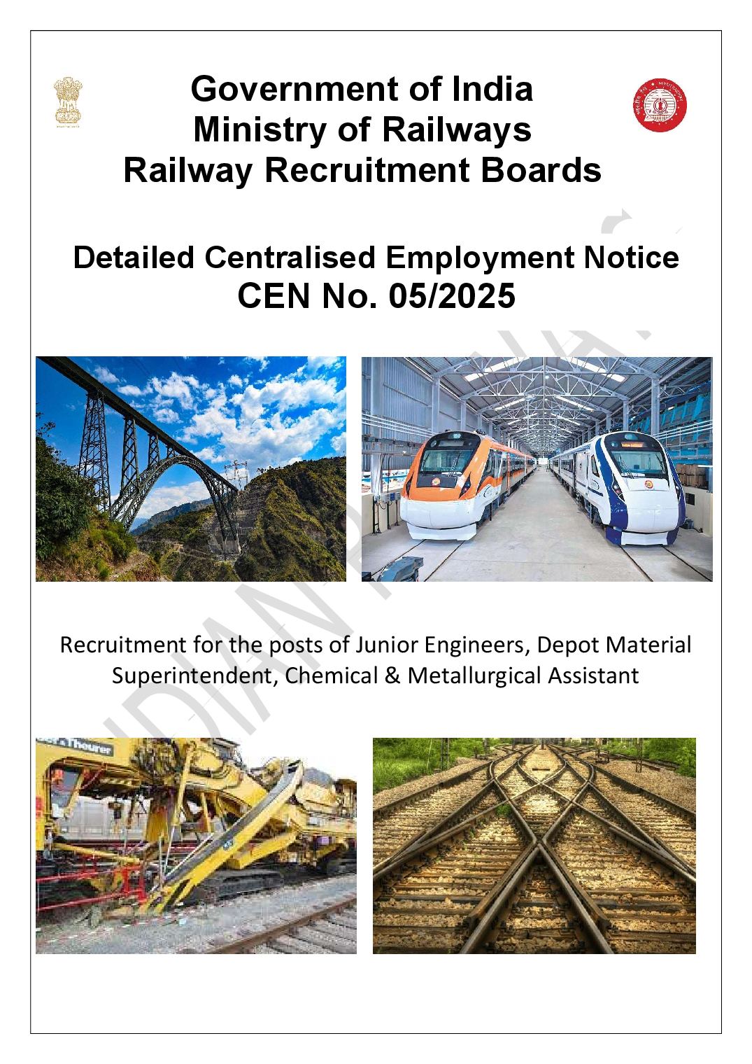 RRB JE CEN 05-2025 Notification - Page 1 of 82