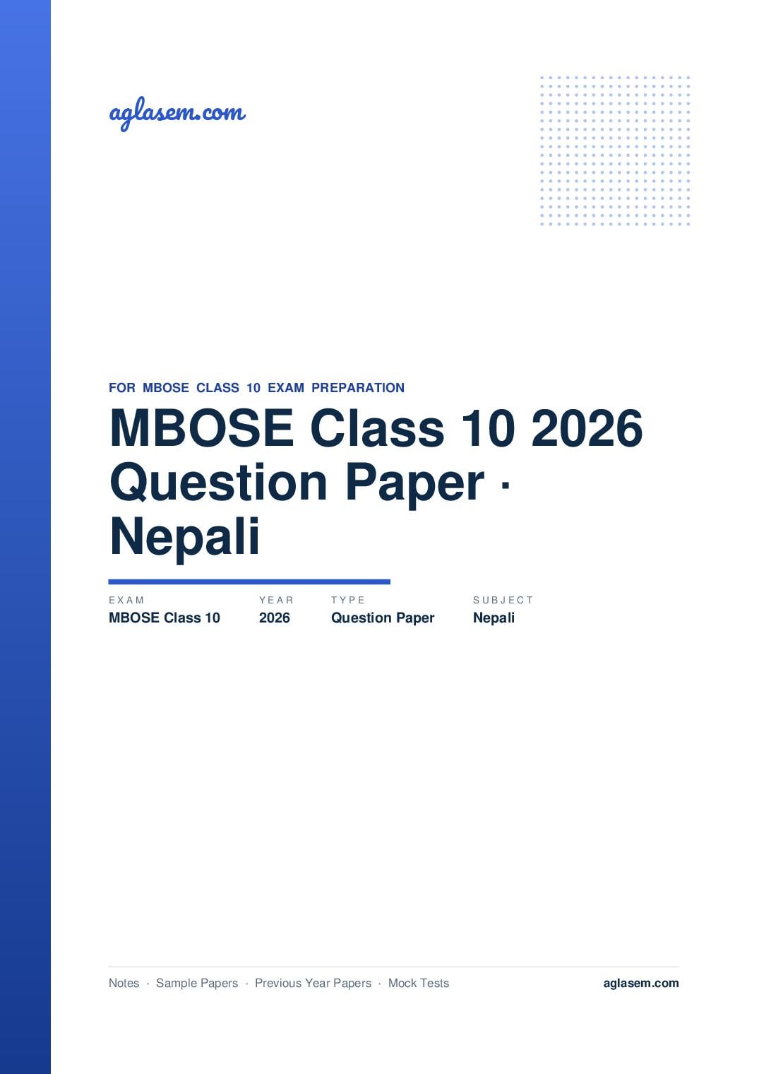 MBOSE Class 10 Question Paper 2026 for Nepali - Page 1 of 16