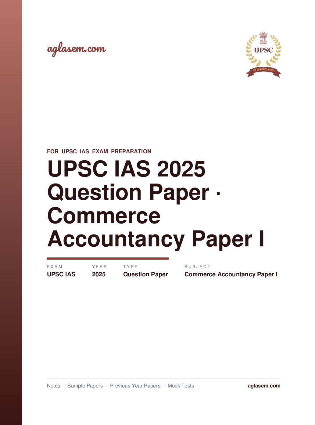 UPSC IAS 2025 Question Paper for Commerce and Accountancy Paper I - Page 1 of 13