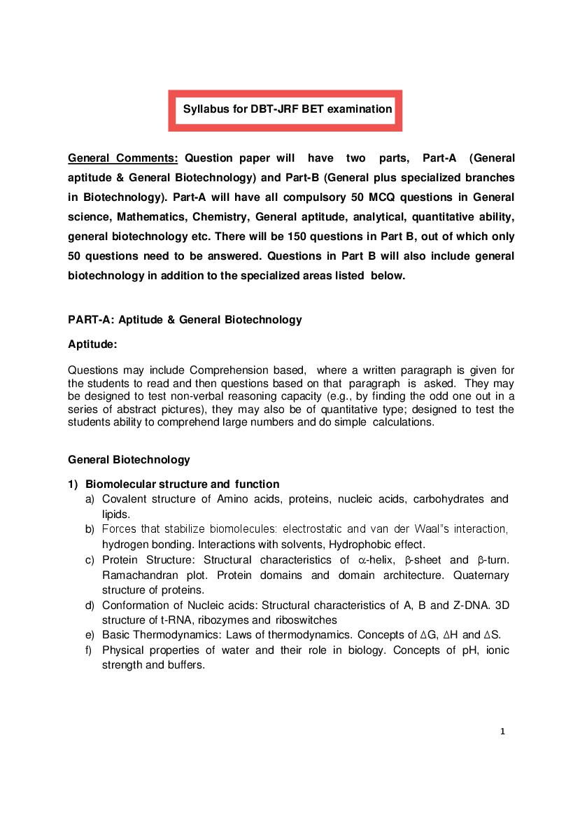 GAT B / BET 2024 Syllabus (PDF) AglaSem Admission