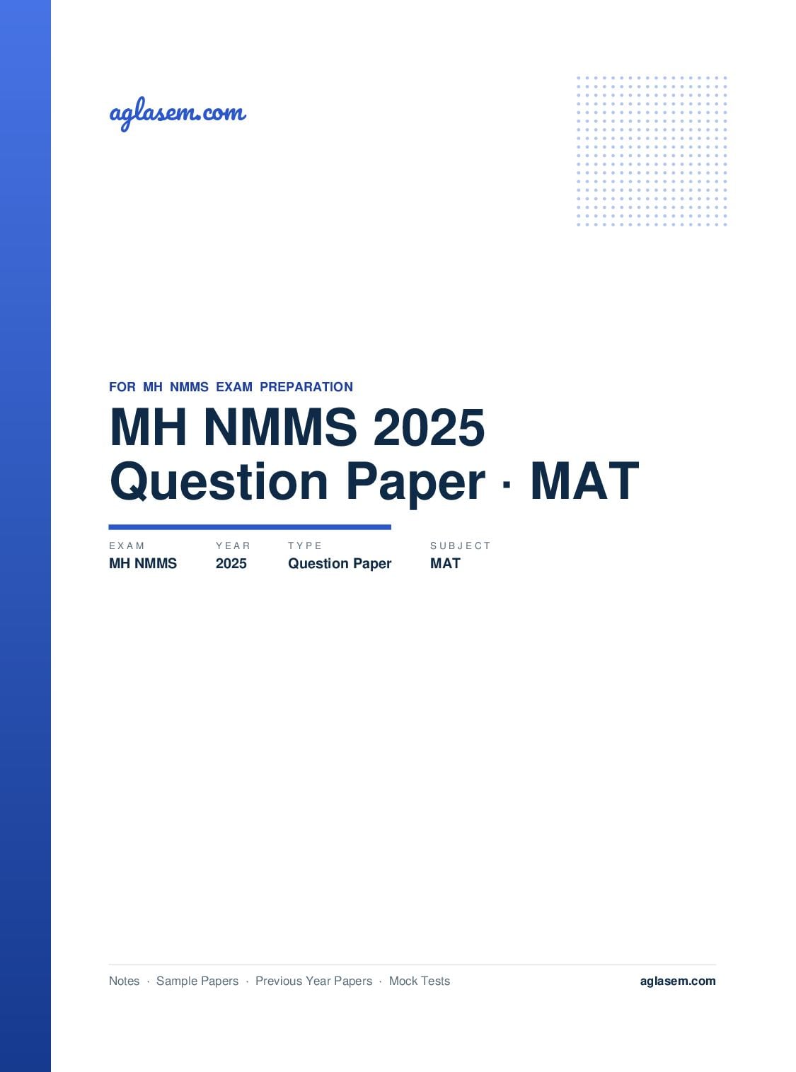 Maharashtra NMMS Question Paper 2025 MAT - Page 1 of 49
