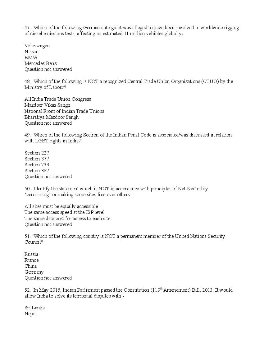 TISSNET 2016 Question Paper PDF (9 January 2016 Test)