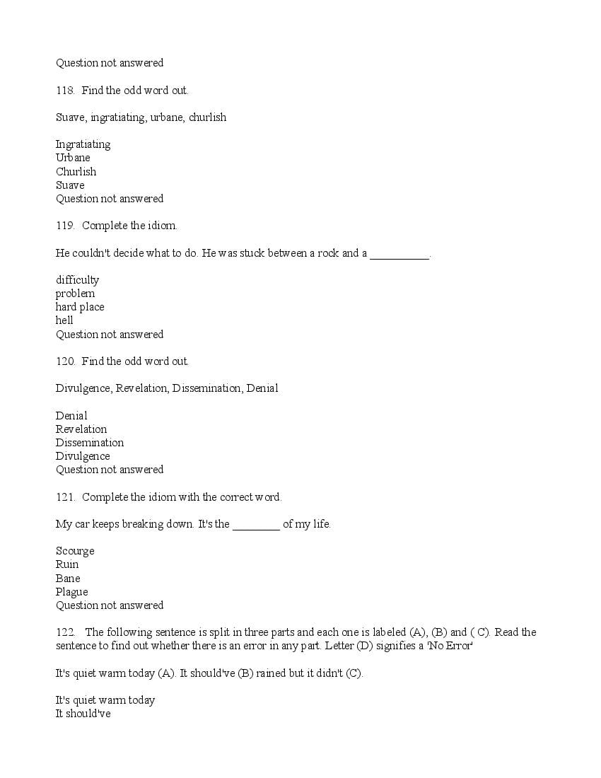 TISSNET 2016 Question Paper PDF (9 January 2016 Test)
