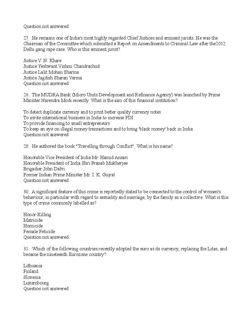 TISSNET 2016 Question Paper PDF (9 January 2016 Test)