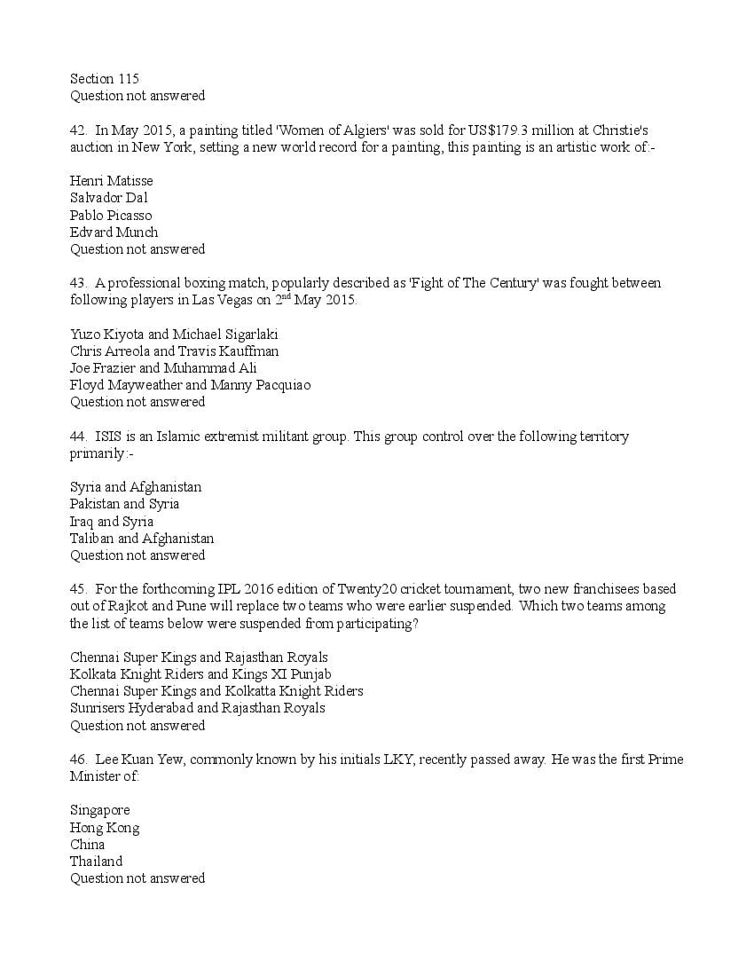 TISSNET 2016 Question Paper PDF (9 January 2016 Test)