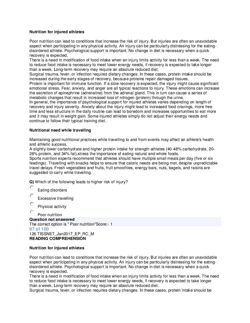 TISSNET 2017 Question Paper PDF with Answers (100 Questions)