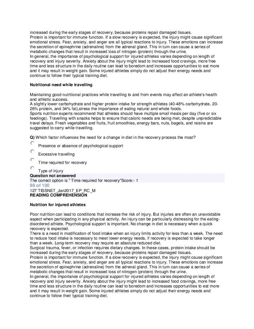 TISSNET 2017 Question Paper PDF with Answers (100 Questions)