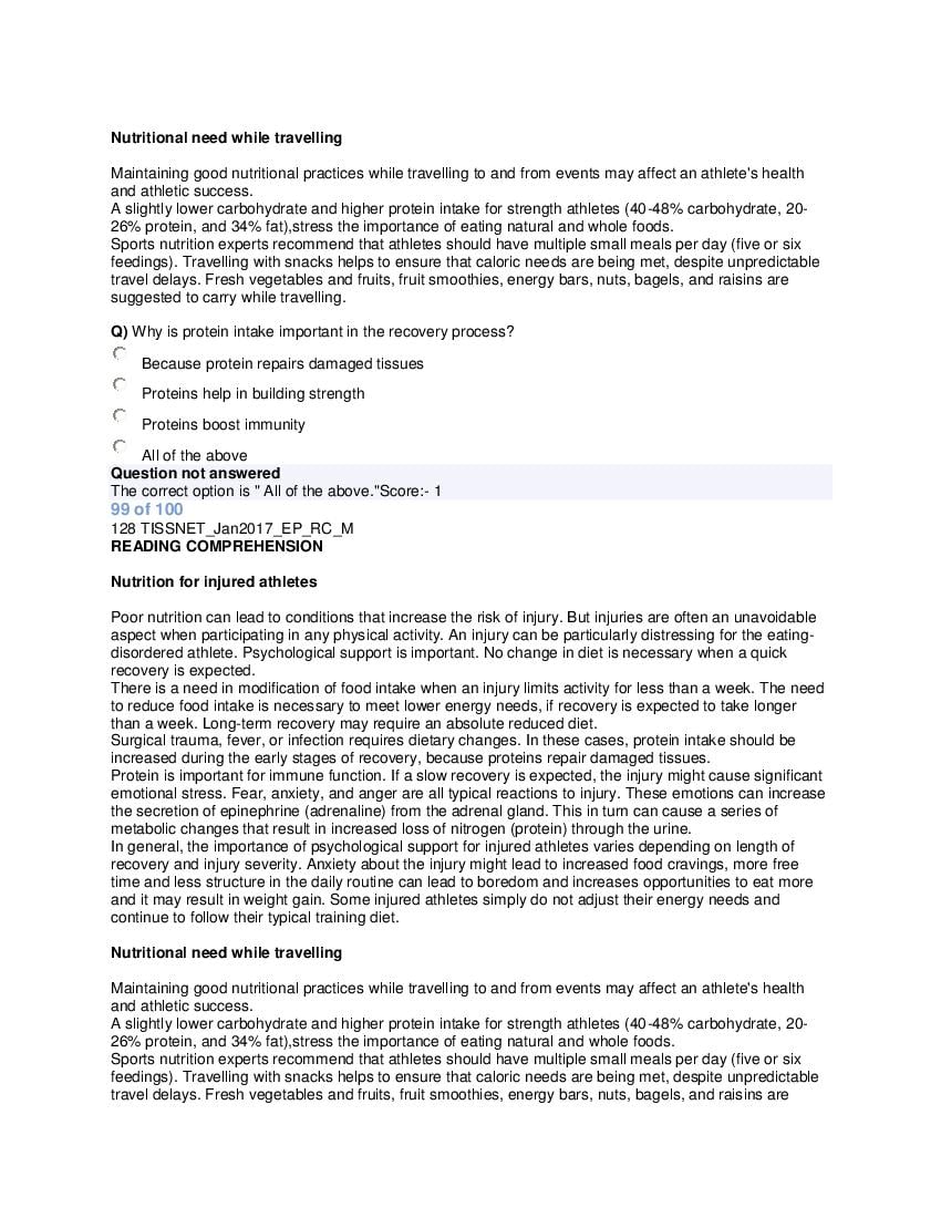 TISSNET 2017 Question Paper PDF with Answers (100 Questions)