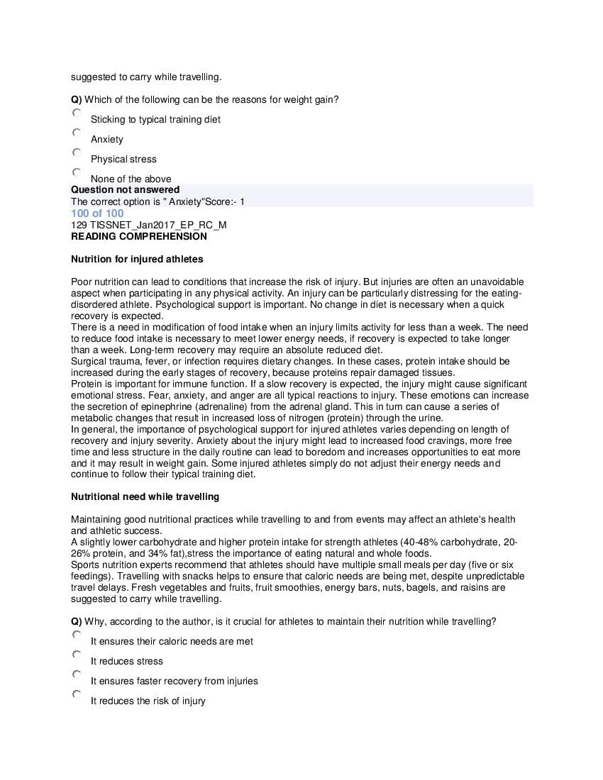 TISSNET 2017 Question Paper PDF with Answers (100 Questions)