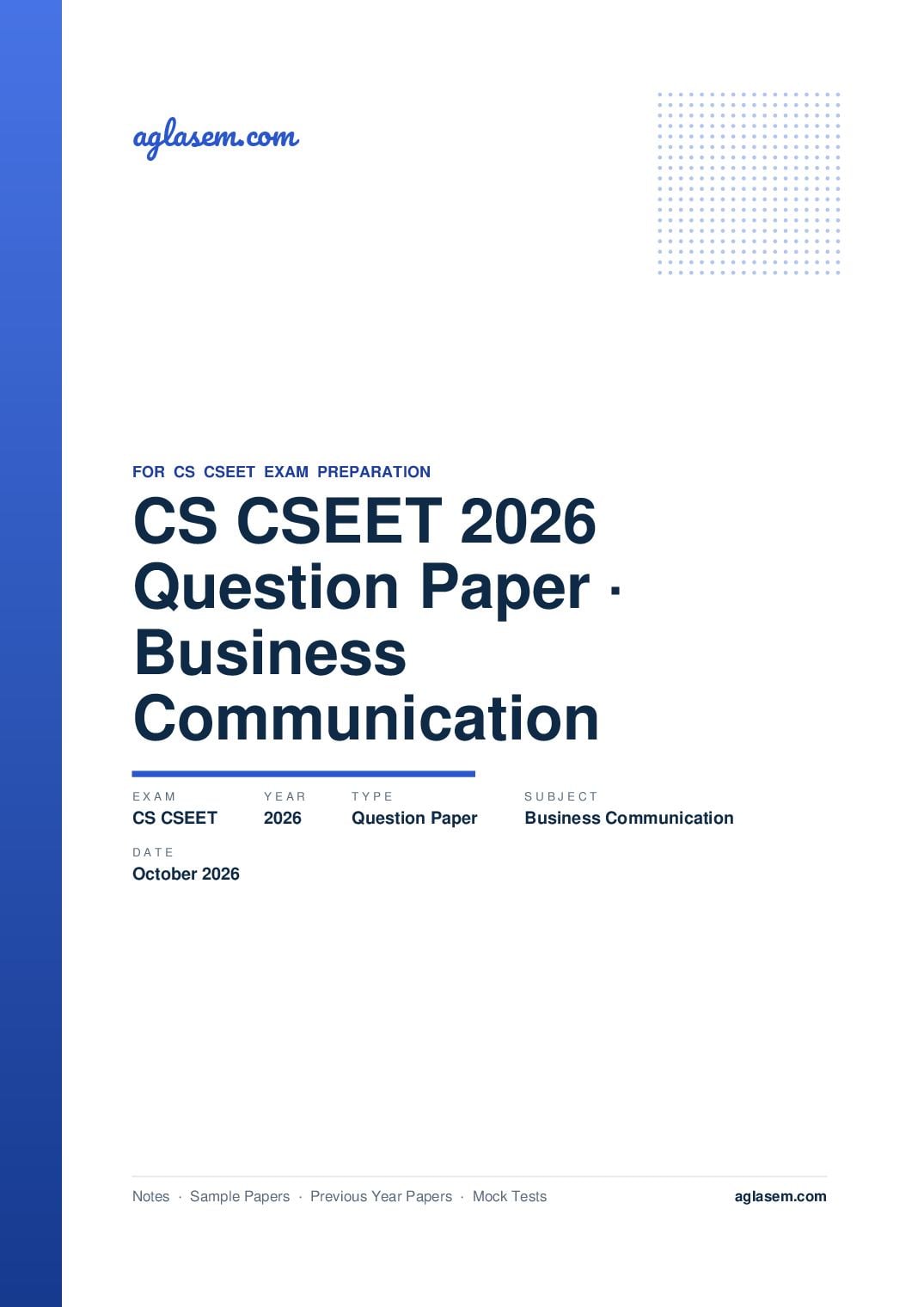 CS CSEET October 2026 Question Paper Business Communication - Page 1 of 13