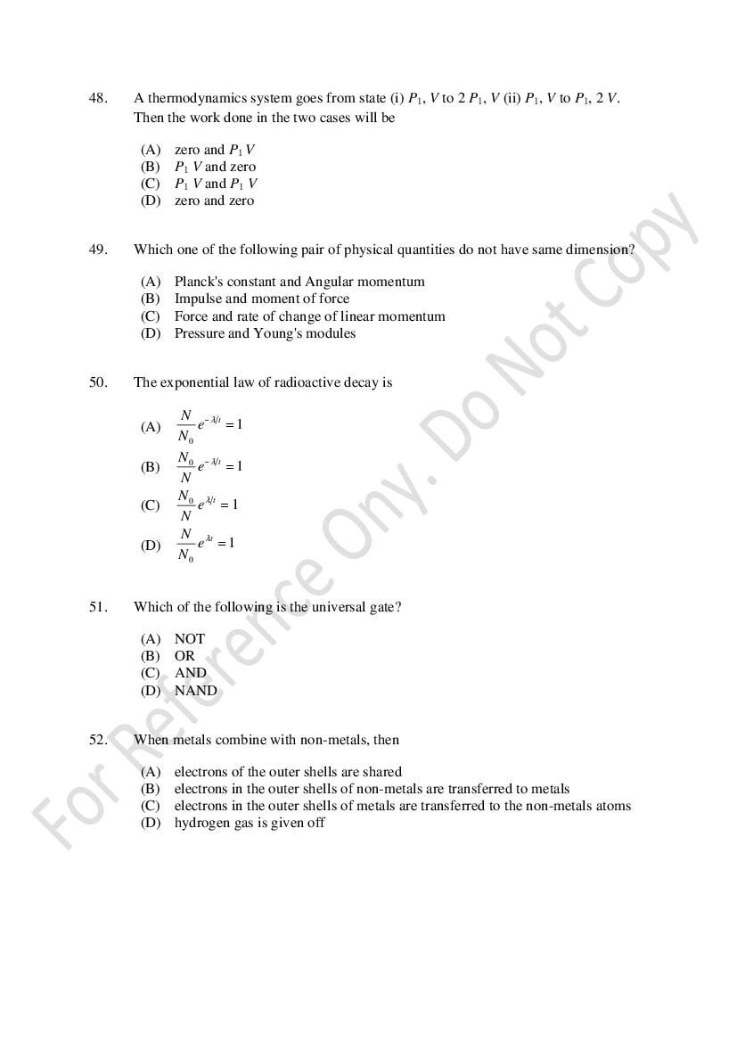 CUSAT CAT 2021 Question Papers PDF (B.Tech Shifts 1 to 3, 35 Papers)
