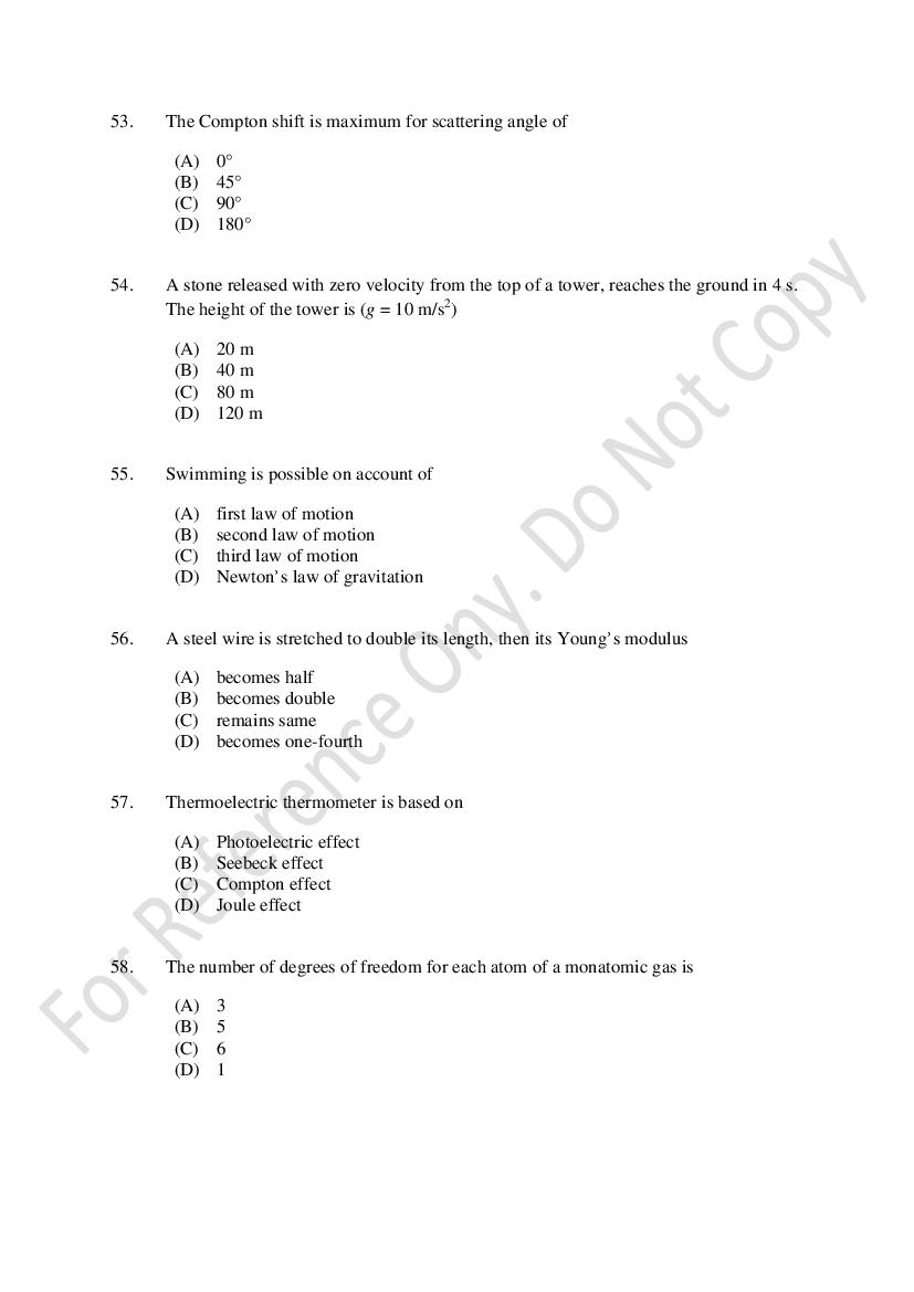 CUSAT CAT 2021 Question Papers PDF (B.Tech Shifts 1 to 3, 35 Papers)