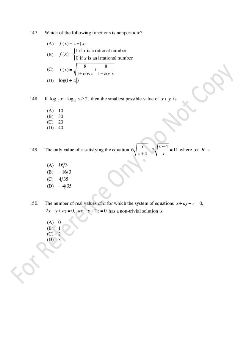 CUSAT CAT 2021 Question Papers PDF (B.Tech Shifts 1 to 3, 35 Papers)