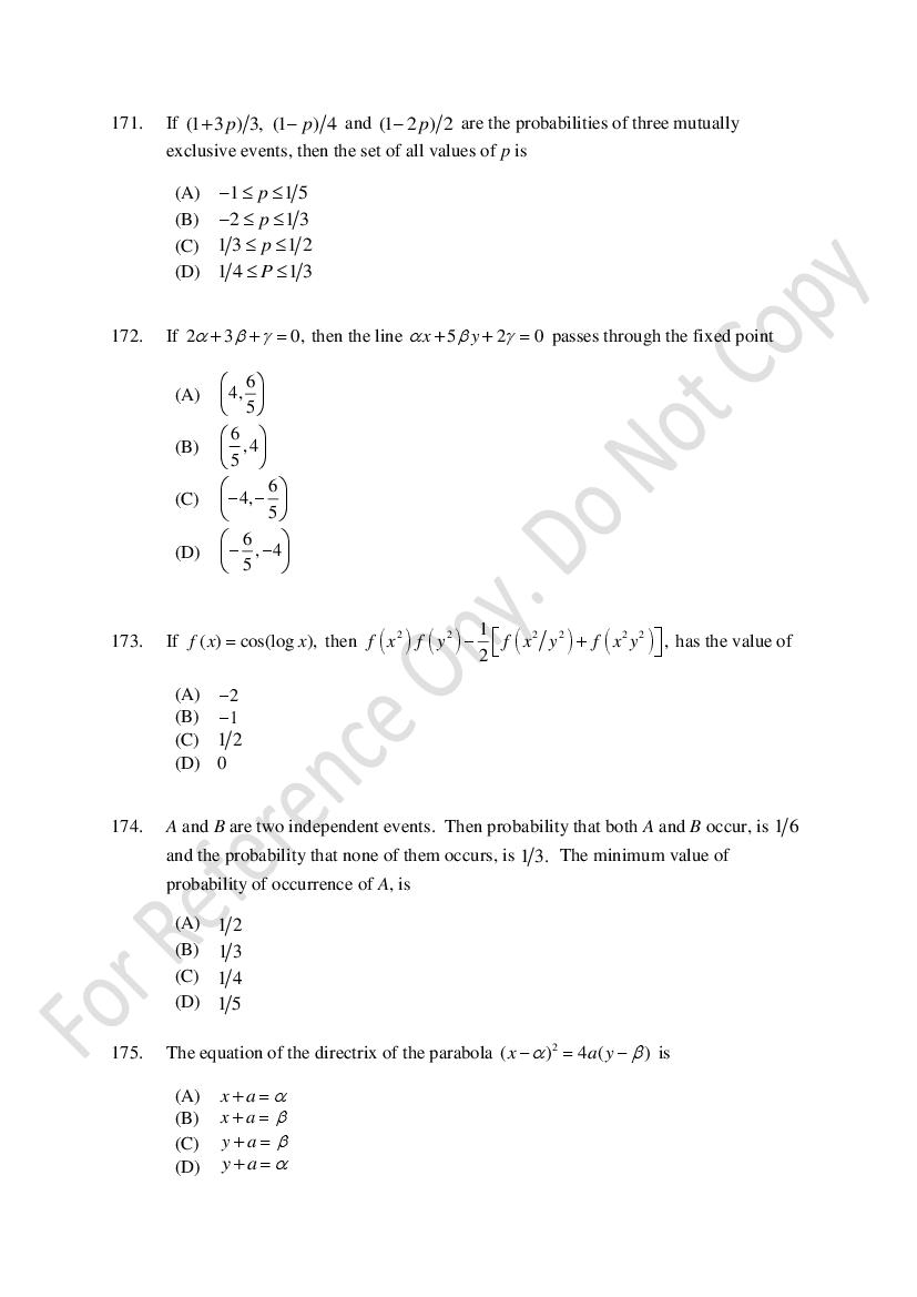 CUSAT CAT 2021 Question Papers PDF (B.Tech Shifts 1 to 3, 35 Papers)
