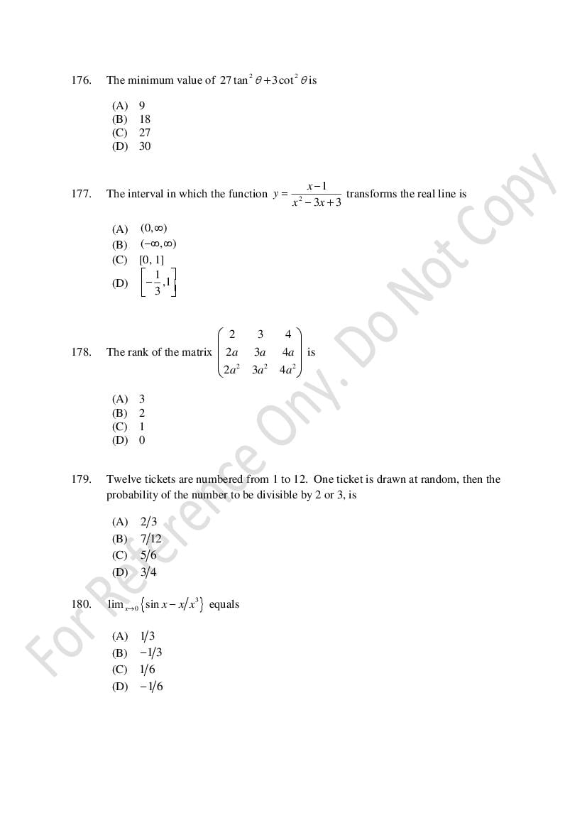 CUSAT CAT 2021 Question Papers PDF (B.Tech Shifts 1 to 3, 35 Papers)