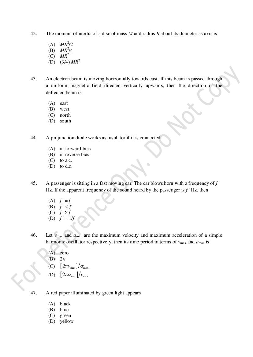 CUSAT CAT 2021 Question Papers PDF (B.Tech Shifts 1 to 3, 35 Papers)