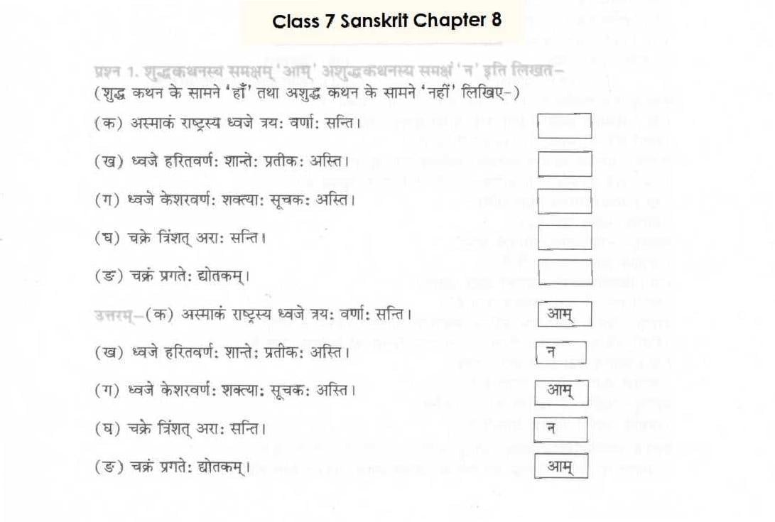 NCERT Solutions for Class 7 Sanskrit Chapter 7 त्रिवर्णः ध्वजः - Page 1