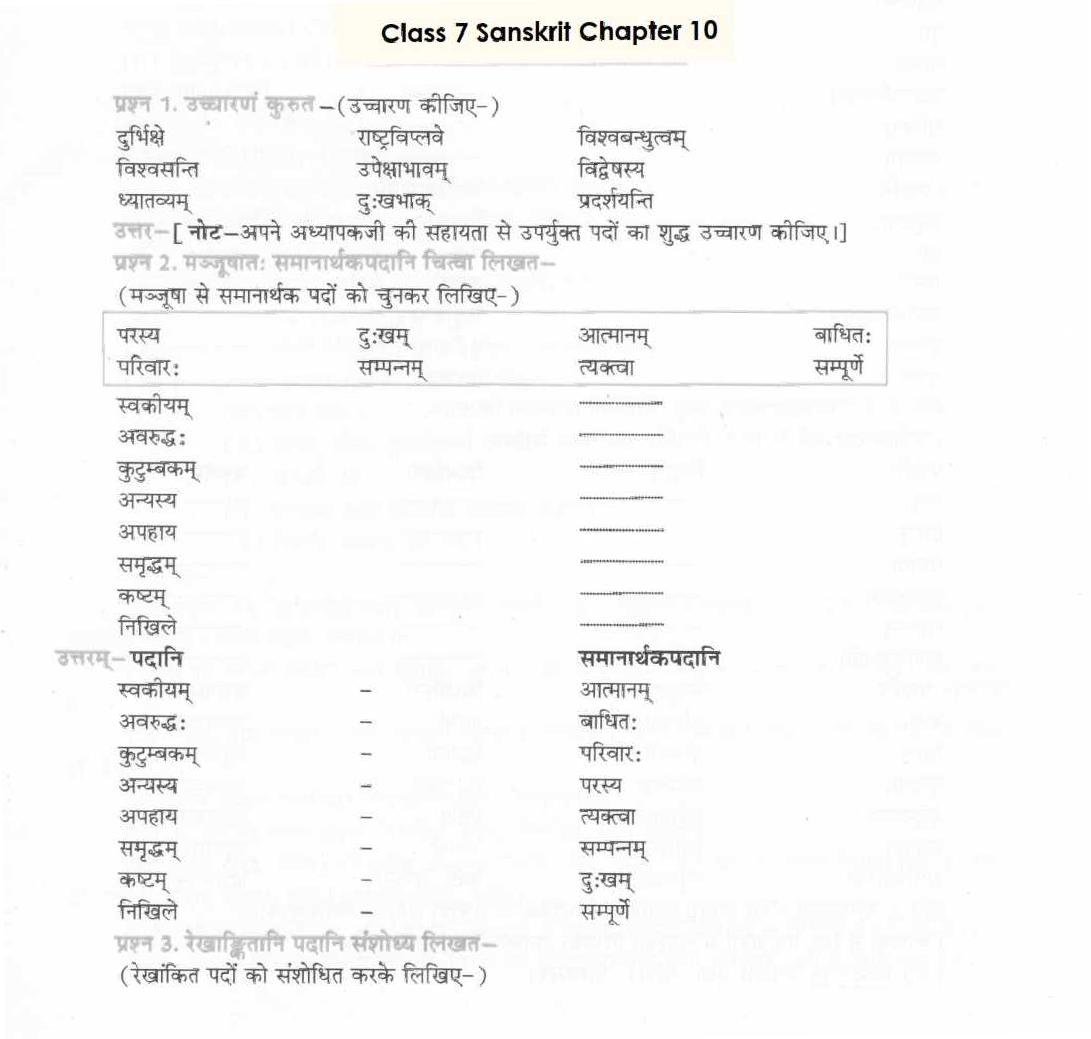 NCERT Solutions for Class 7 Sanskrit Chapter 9 विश्वबंधुत्वम् - Page 1