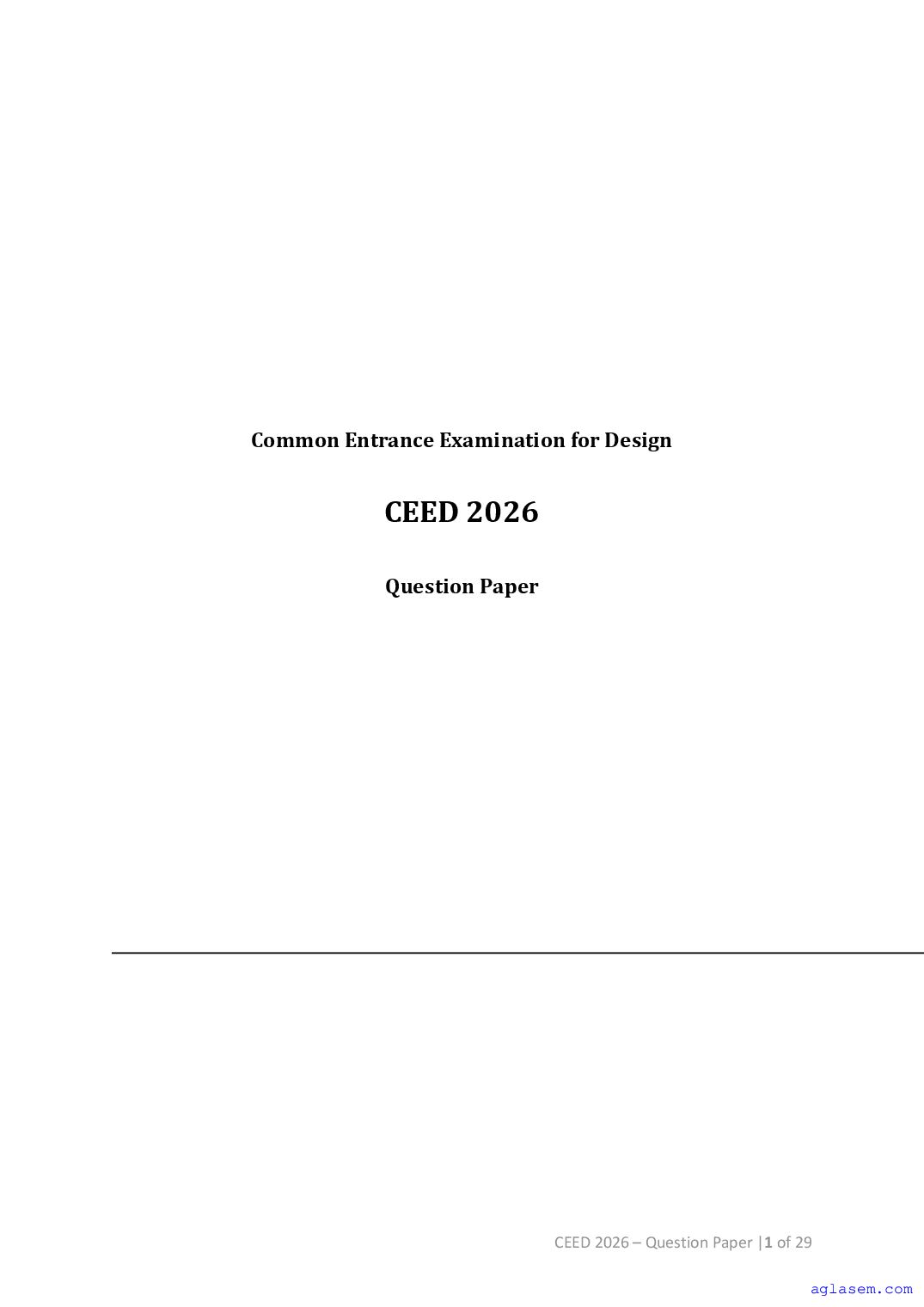 CEED 2026 Question Paper - Page 1 of 29
