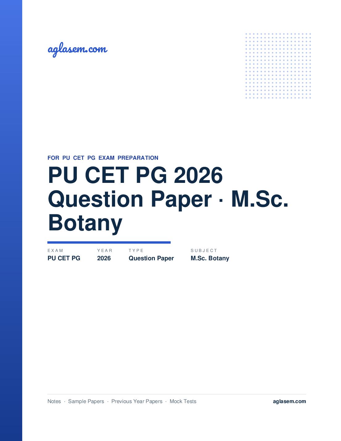 PU CET PG 2026 Question Paper M.Sc. Botany - Page 1 of 9