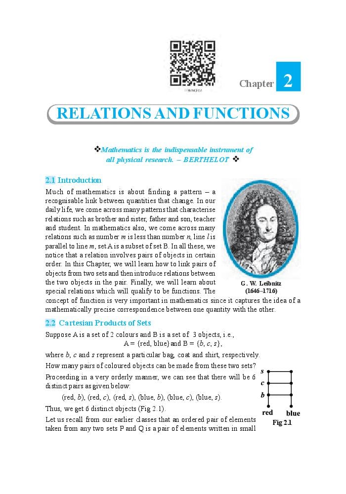 NCERT Book Class 11 Maths Chapter 2 Relations and Functions - Page 1