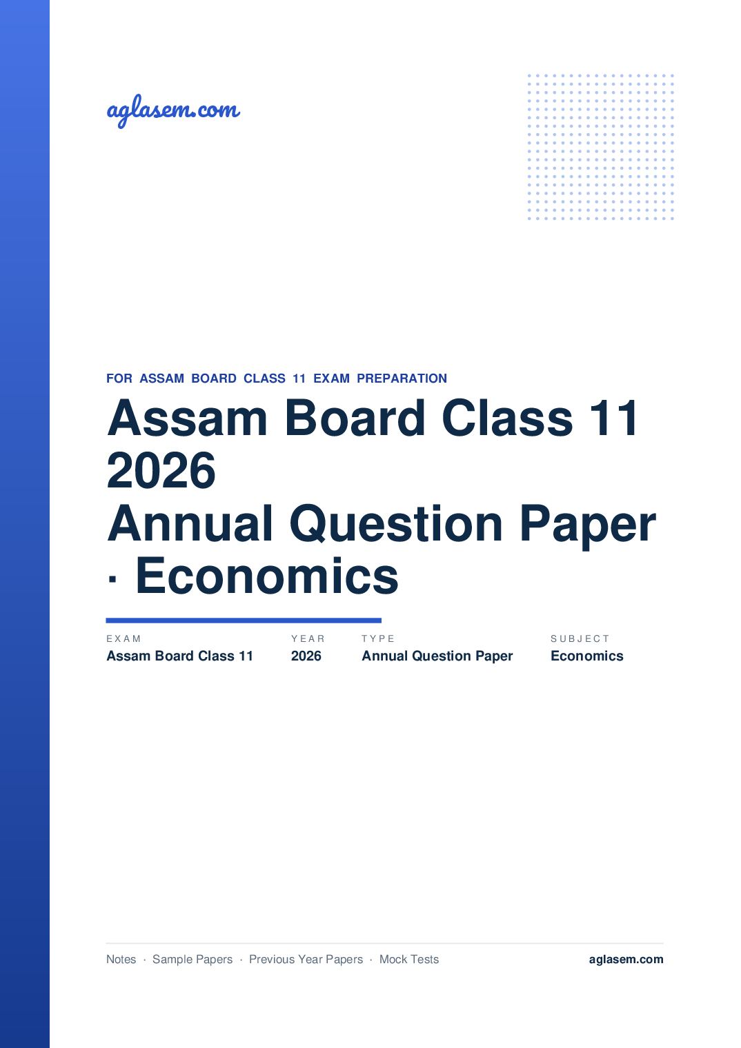 Assam Board Class 11 Annual Question Paper 2026 Economics - Page 1 of 11