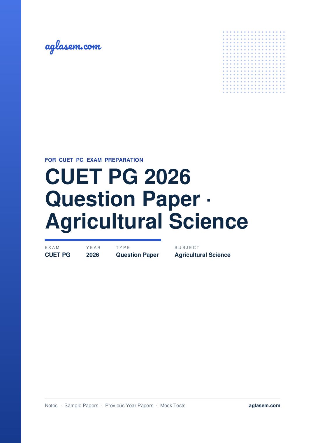 CUET PG 2026 Question Paper Agricultural Science - Page 1 of 86