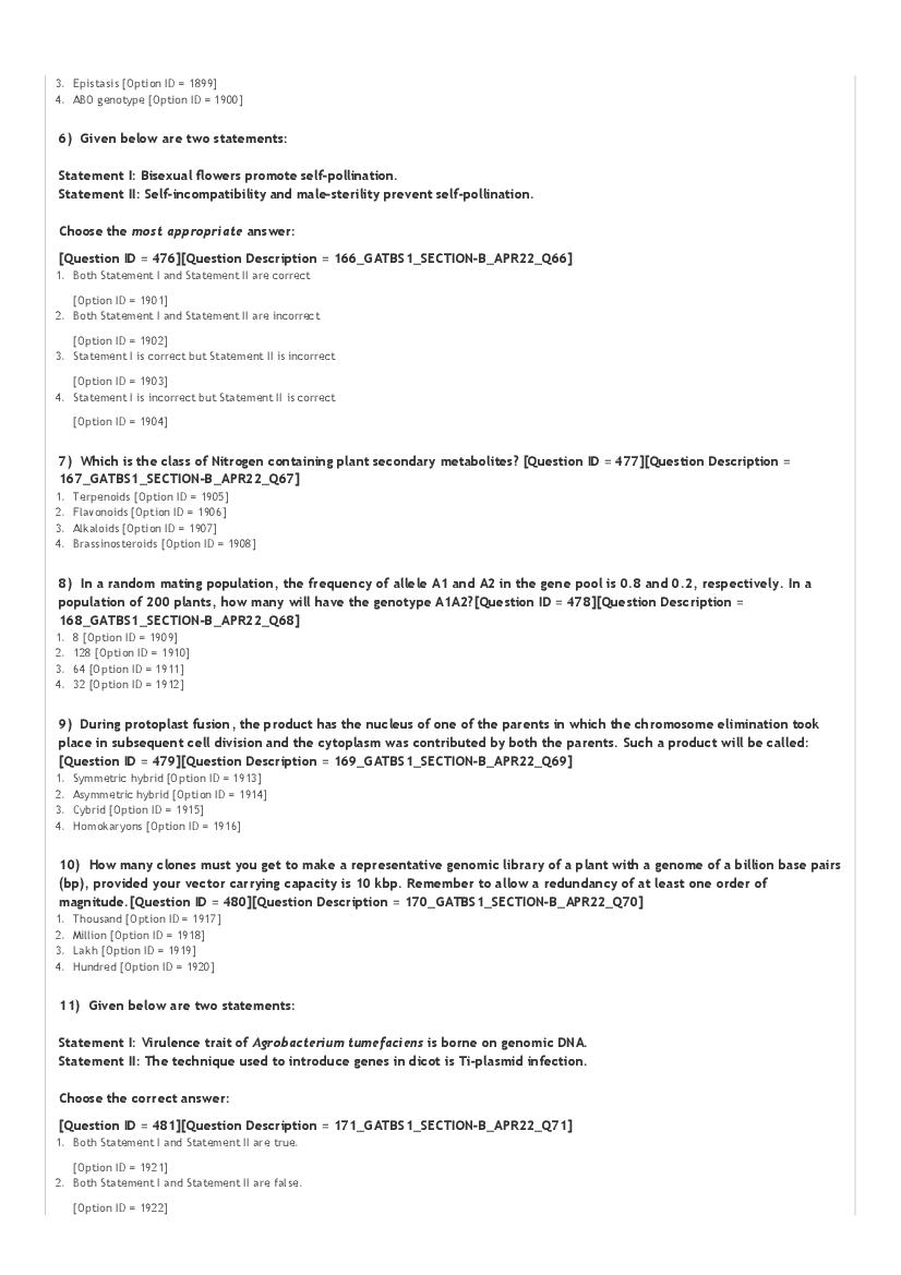 GAT-B / BET 2022 Question Paper PDF (GAT-B and BET, 23 April)